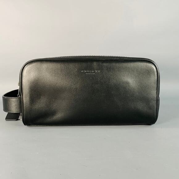 COACH One Size Black Leather Zip Toiletry Bag - Picture 1 of 7